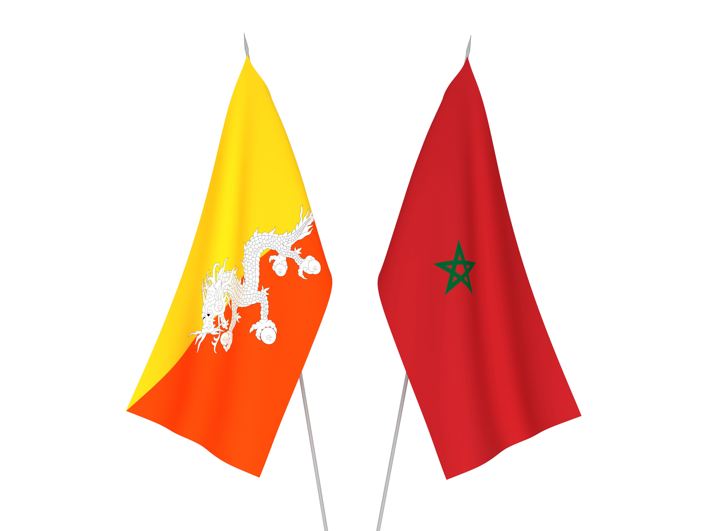 Morocco and Bhutan Flag Together