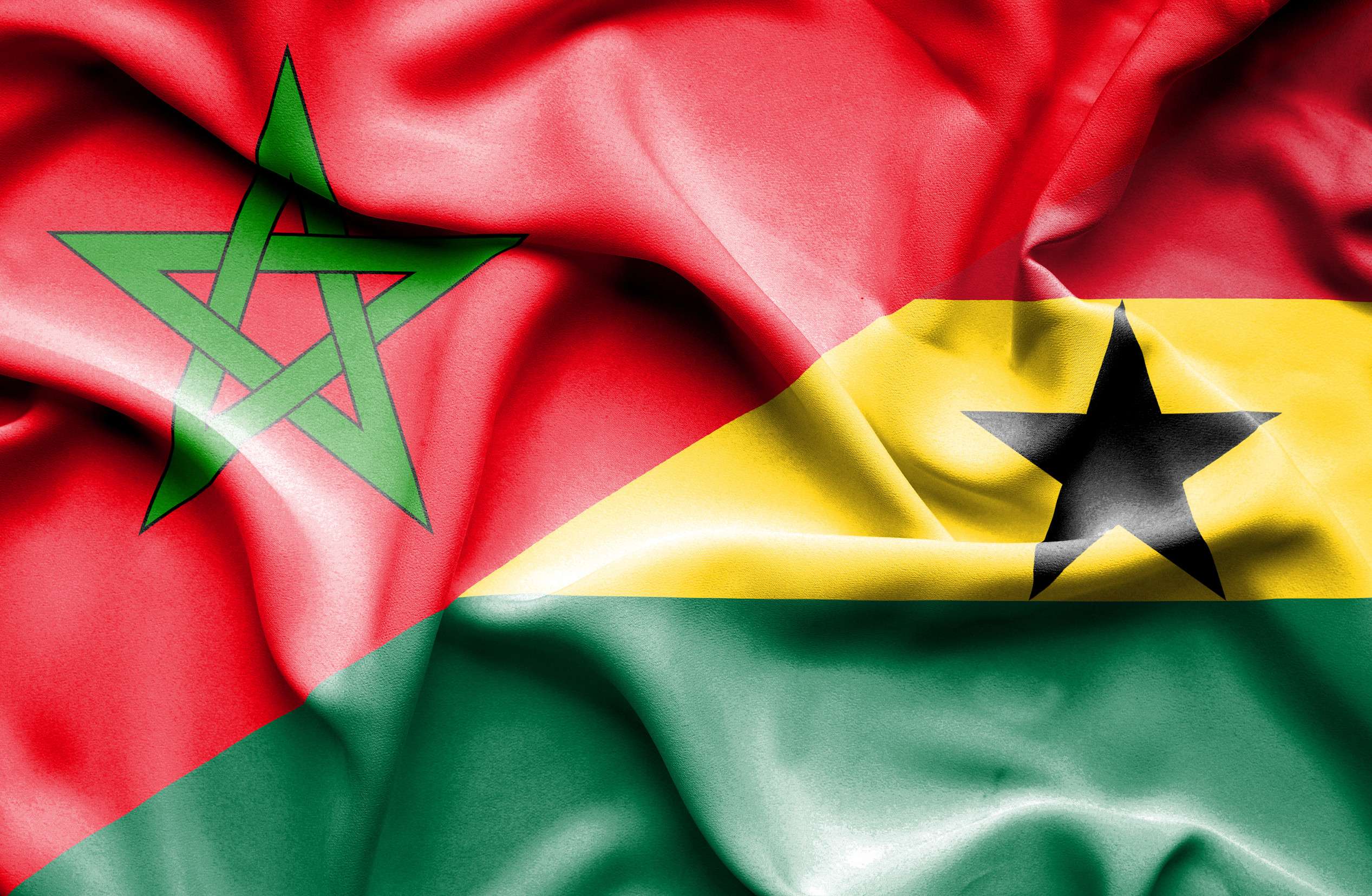 Morocco And Ghana Flags Merged Morocco And Ghana Flags Merged