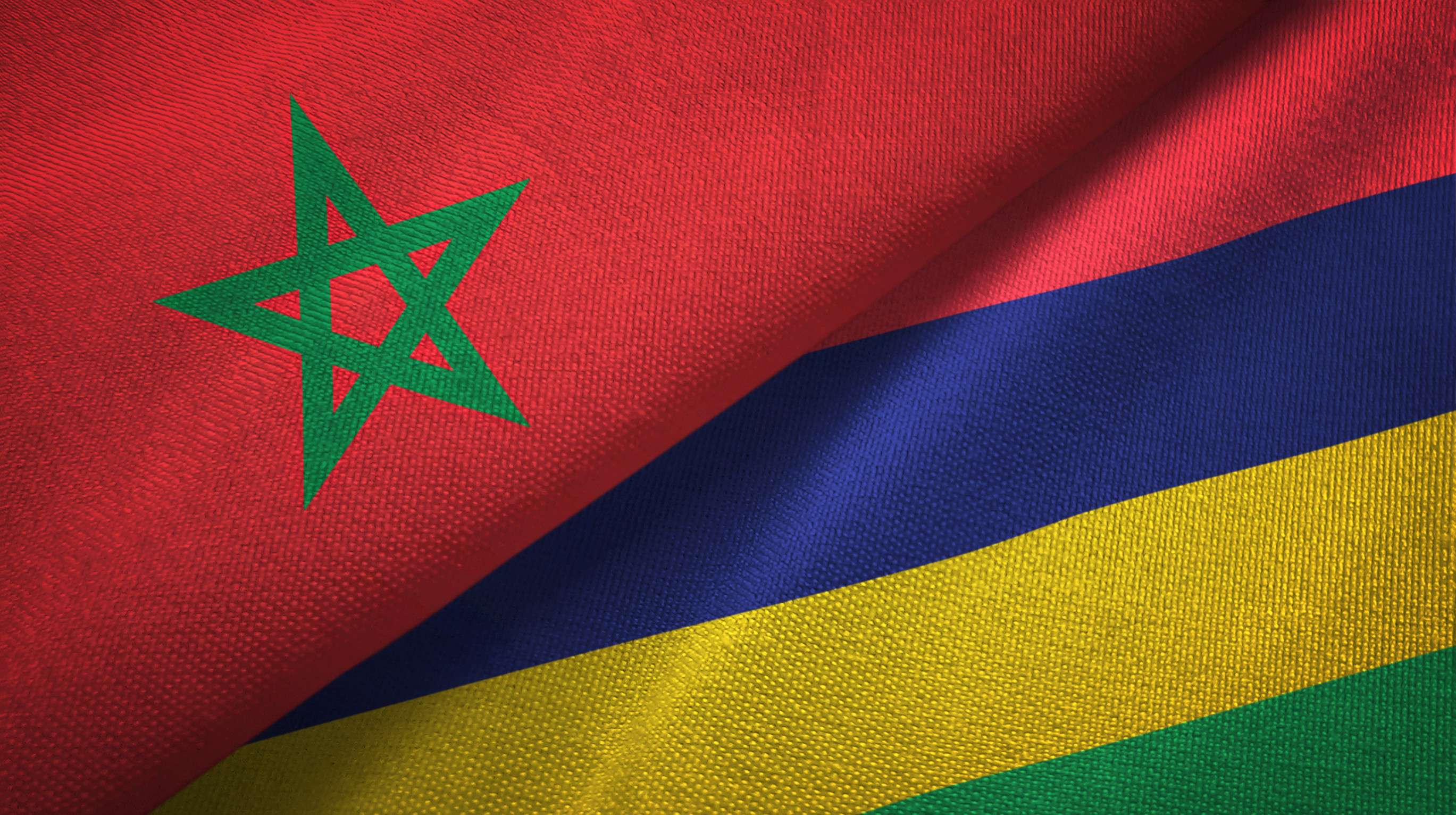 Morocco And Mauritius Flag Together Morocco And Mauritius Flag Together
