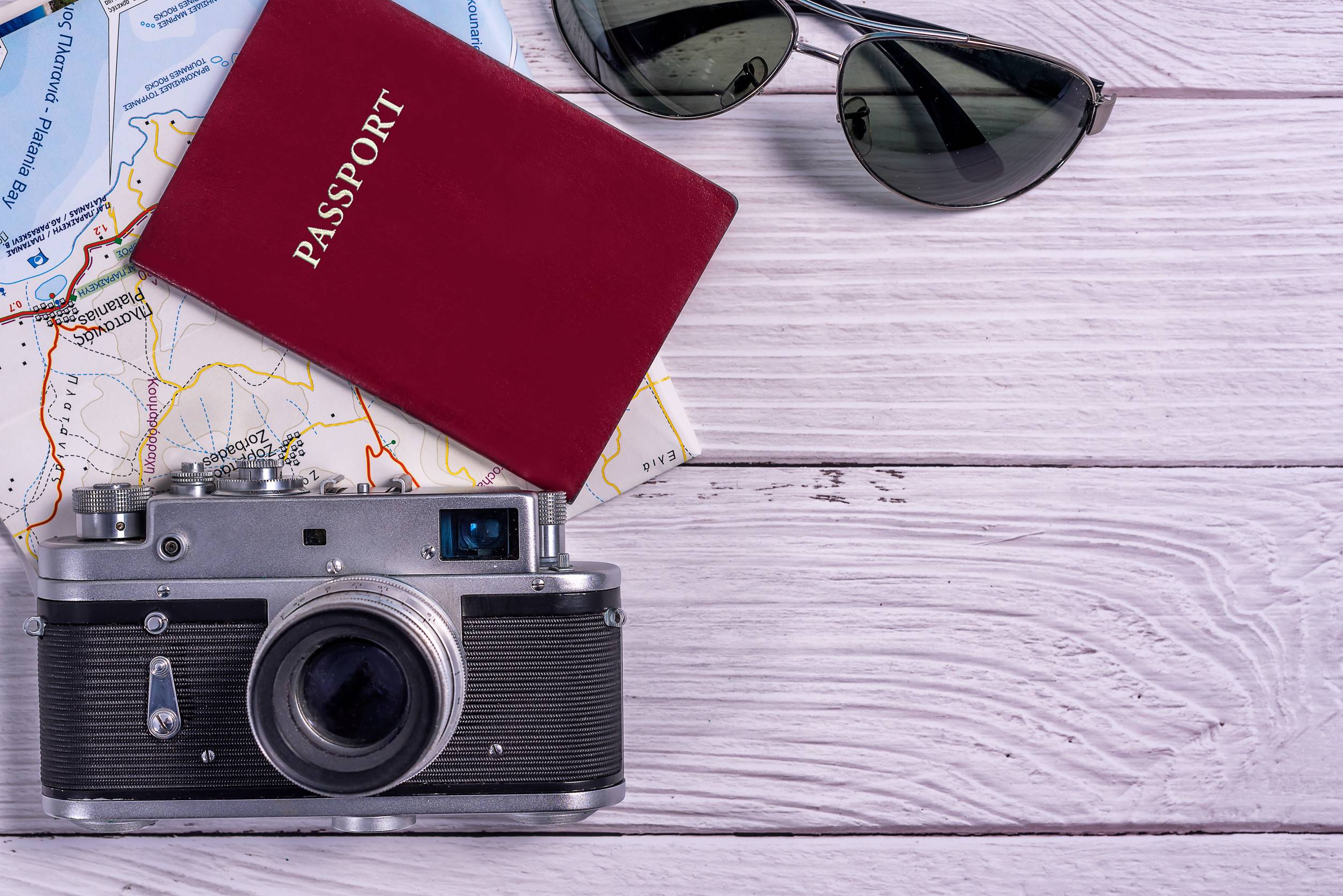 Passport Map Camera And Sunglasses Passport Map Camera And Sunglasses